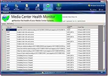 Media Center Health Monitor