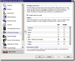 HP Video Converter Settings