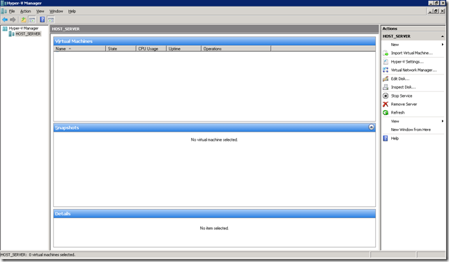 Hyper-v console