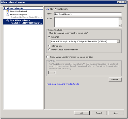 New Machine Network adapter setup 2