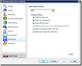 WHS Mobile Settings 1.5.3