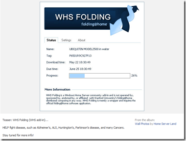 Home Server Land WHS Folding on Facebook