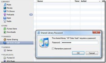 HP Data Vault iTunes