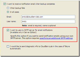 CloudBerry 2.0 Custom SMTP Server