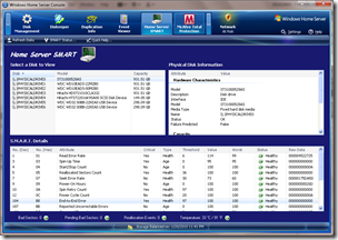 Home Server SMART Application Main Window