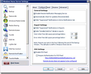 Remote Notification Configure RSS Feed