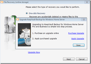 Upgrade KeepVault for WHS