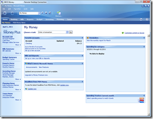WHS Money Remote Desktop Connection