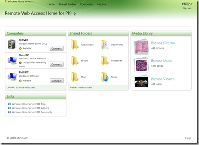 Remote Web Access in WHS 2011