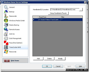 Transcoder WHS