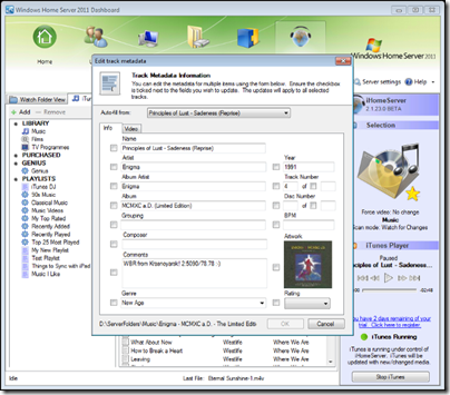 iHomeServer 2 - Edit Track Metadata