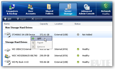 BYTE Add External Hard Drive
