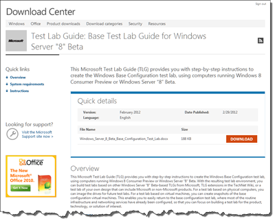 Windows Server 8 Beta Test Lab Guides