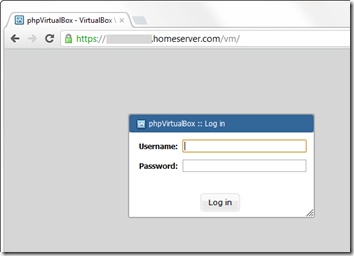 phpVirtualBox Log in