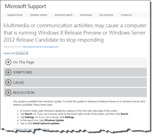 Multimedia Activities may Cause a Computer that is Running WS2012e to Stop Responding