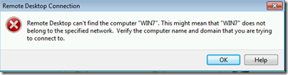 Remote Desktop Connection Error Message with Server 2011 Essentials