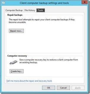Server 2012 Essentials Client Restore Create USB Key
