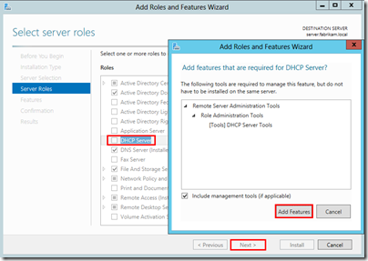 Ading DHCP Server to Ws2012e