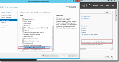 Add WS2012 R2 Essentials to WS2012 R2 Standard