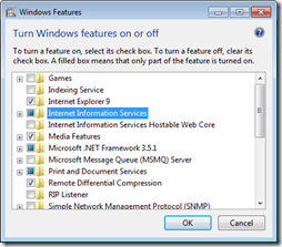 Figure 11 - Windows Desktop IIS Options