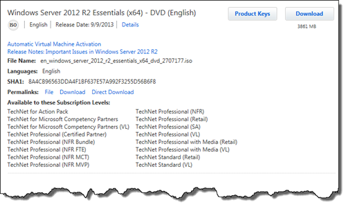 Windows Server 2012 R2 Essentials on TechNet
