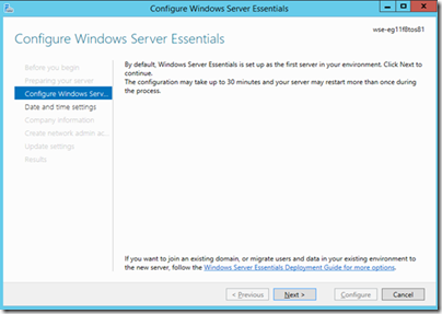 Configure WS Essentials Screen