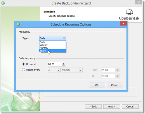 CloudBerry Yearly Backup